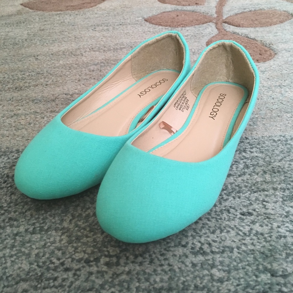 Teal Flats Size 7